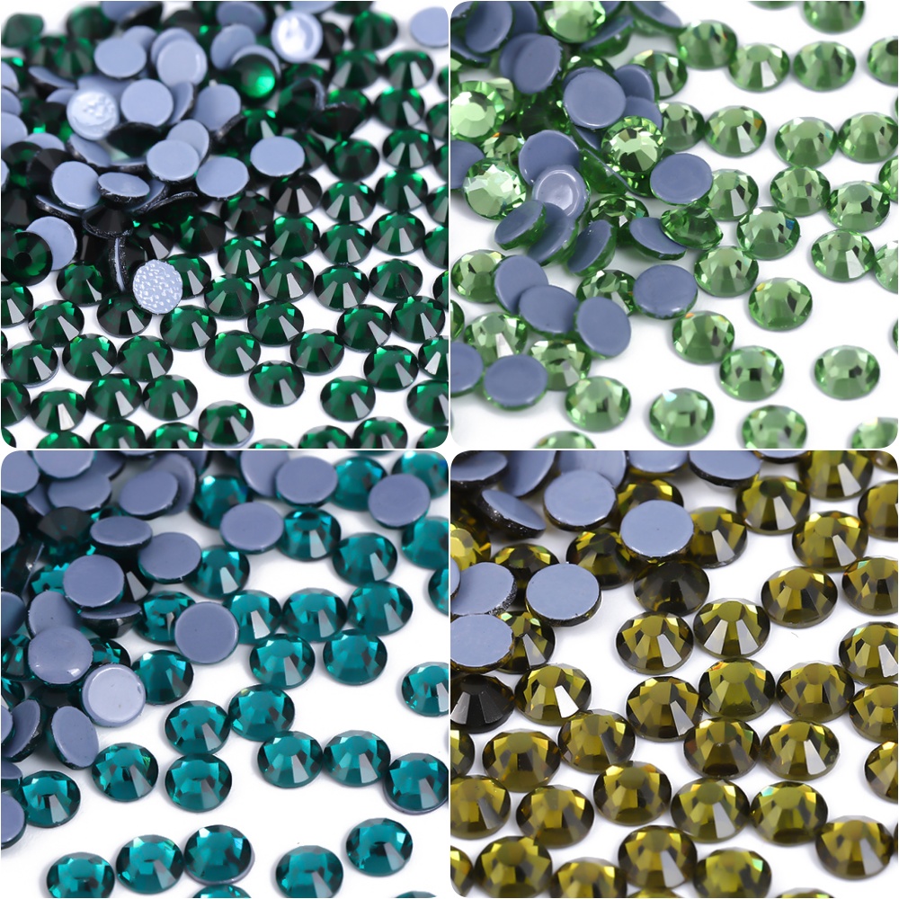 Nail Art Emerald Green - Szklany szmaragdowy perydot zielony kryształ Hotfix