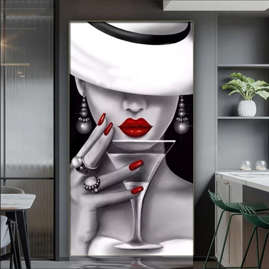 Nail Art Valentines Day - Elegancka Kobieta Pełna Mozaiki z Diamentów