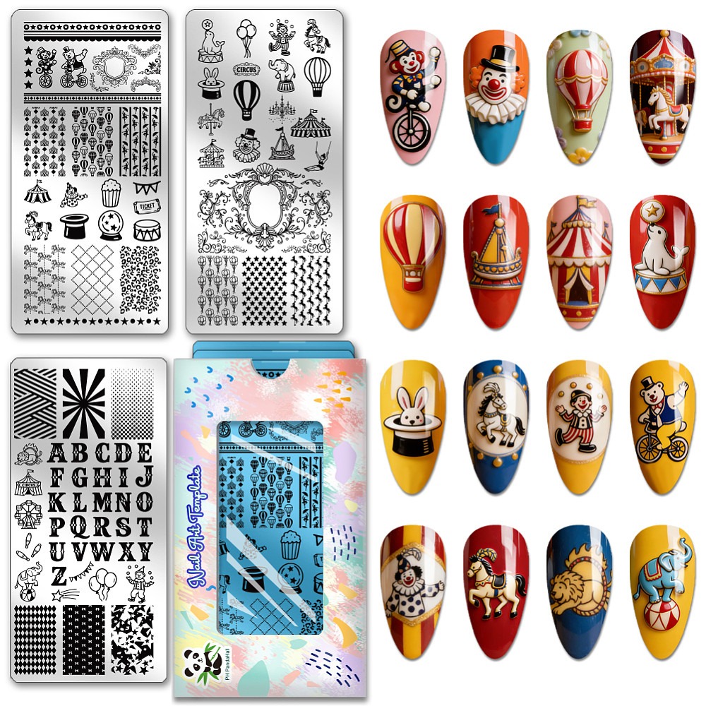 Nail Stamping Plate - 3 sztuki – zestaw szablonów do