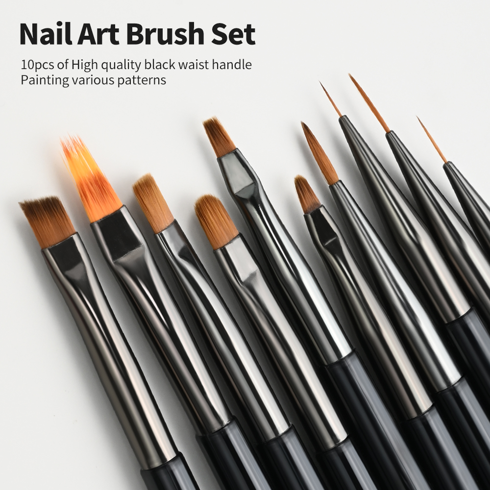 Nail Art Brush Set - 10 szt. Pędzelków do zdobienia paznokci,