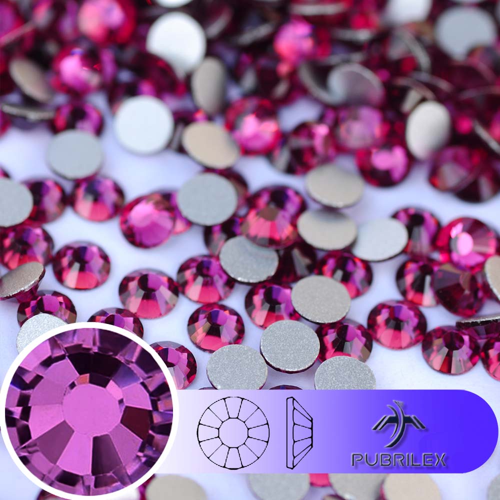 Nail Art Fuchsia - Fuchsja SS3-SS30 Szklane Kryształki Cyrkonie Płaski