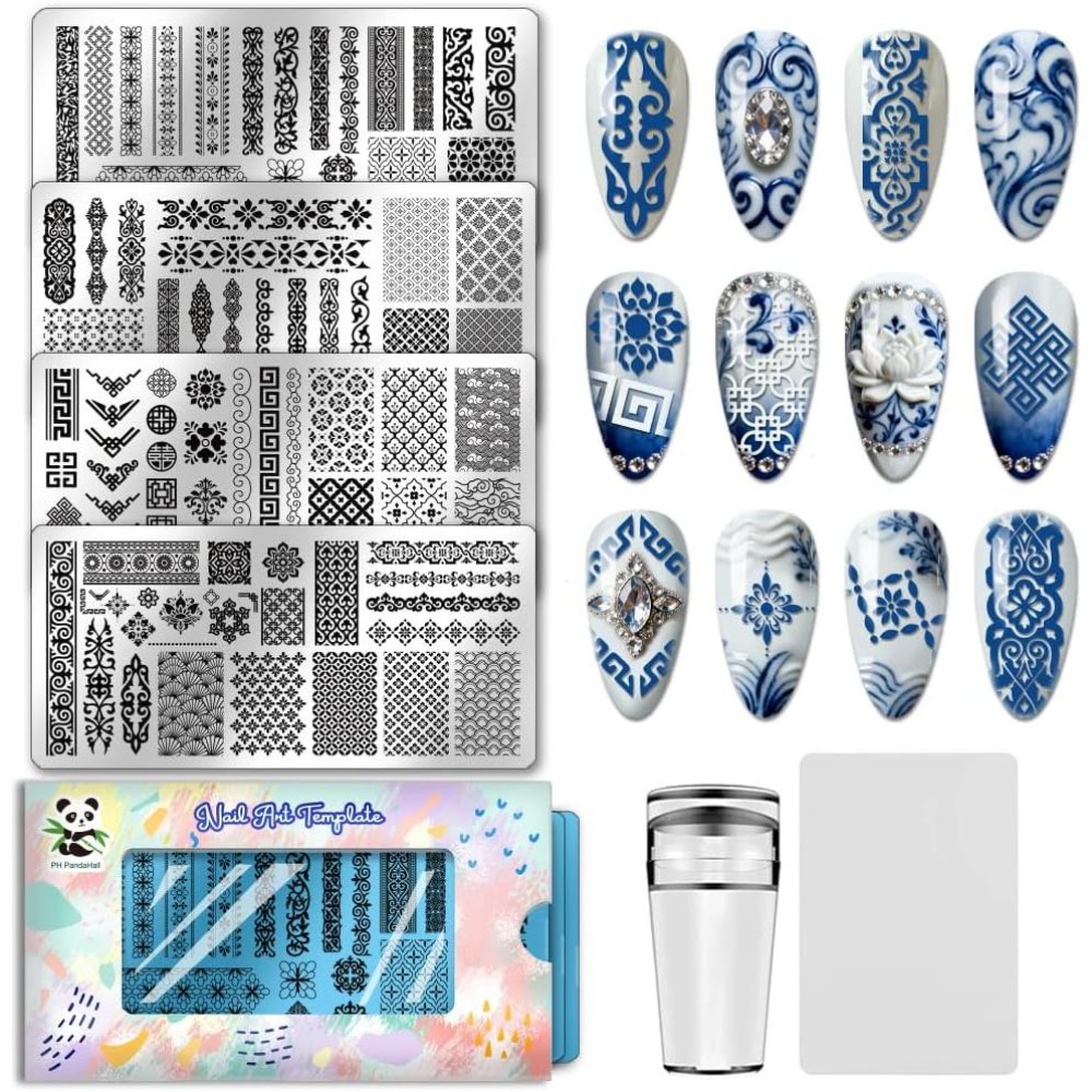 Nail Stamping Plate - 4 sztuki płyt do stemplowania paznokci