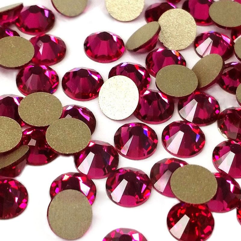 Nail Art Fuchsia - Nowe fuksjowe cyrkonie bez kleju, szklane,