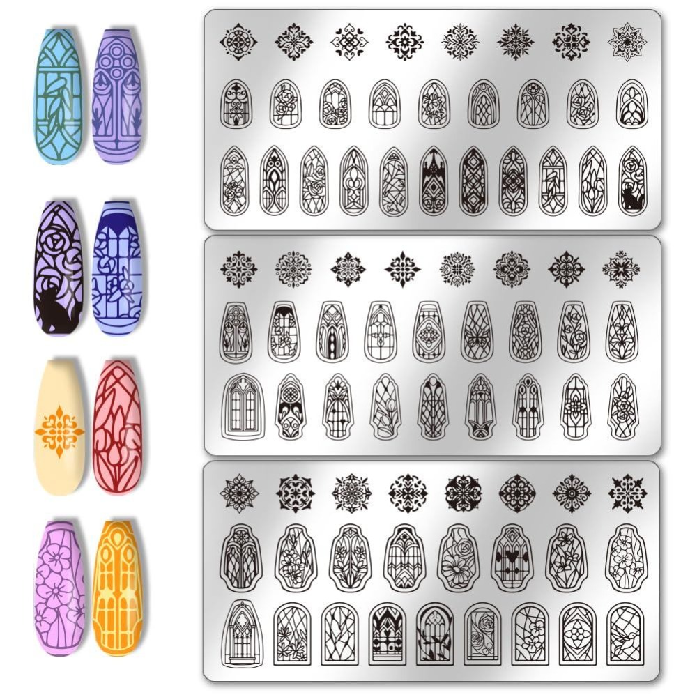 Nail Stamping Plate - 3 szt. Szablony do zdobienia paznokci