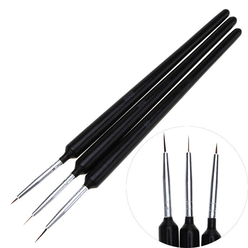 Nail Art Brush Set - Zestaw 3 szt. ultra-cienkich pędzli do