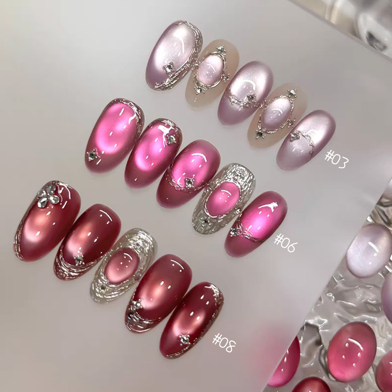 Nail Art Cat Eye Pink - 1 szt. TC 2026 Letnia Popularna