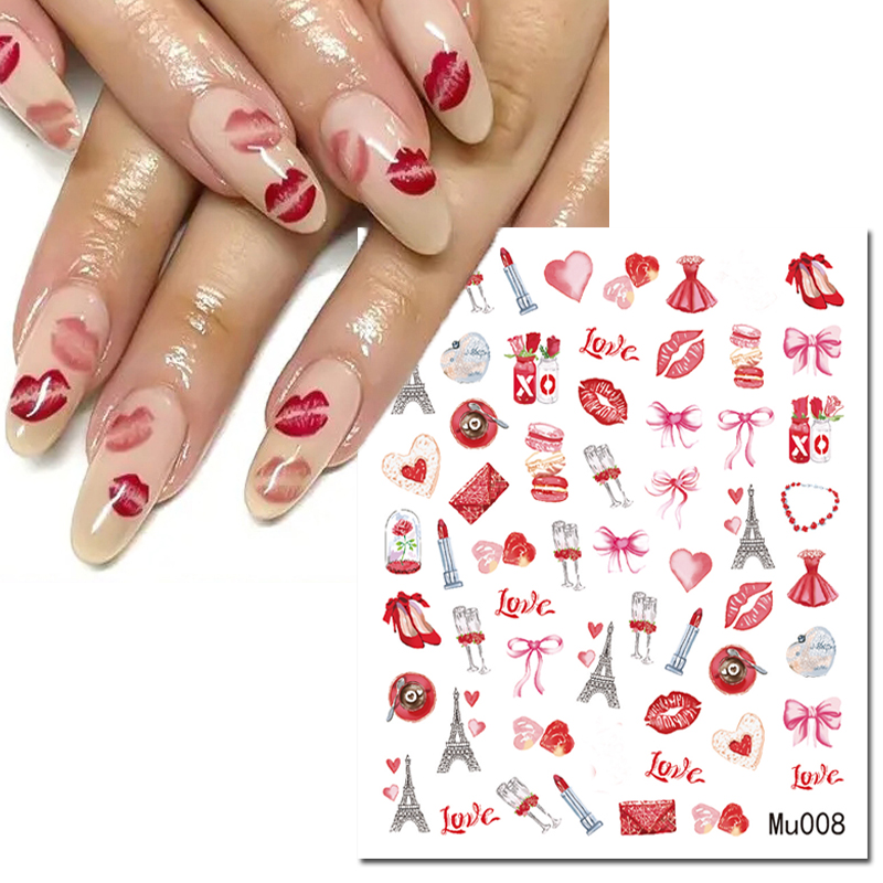 Nail Art Valentines Day - Naklejki 3D na paznokcie, wzory na
