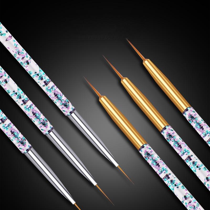 Nail Art Brush Set - 3 szt./zestaw Przezroczyste pędzelki do zdobienia