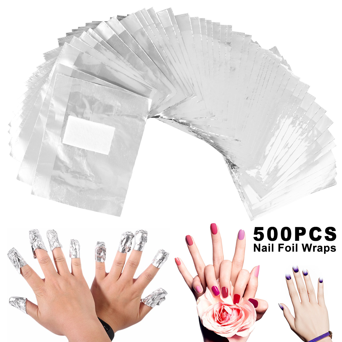 Nail Art Remove - 500/1000 szt. Aluminiowe folie do usuwania