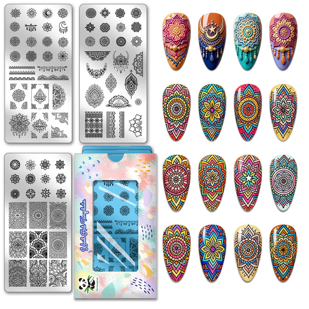 Nail Stamping Plate - 3 sztuki – szablony do zdobienia