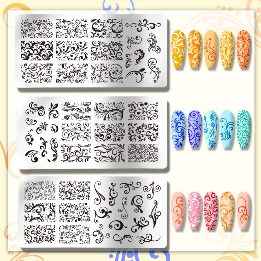 3 szt. Wzór wirowy szablony do – Nail Stamping Plate recenzja i cena