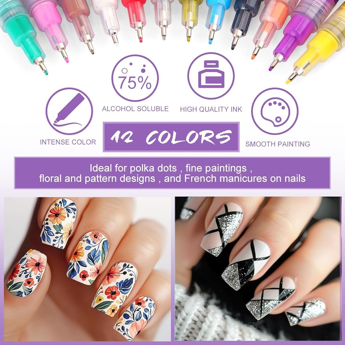 Zestaw 12 kolorowych pisaków d – Nail Art Brush Set recenzja i cena