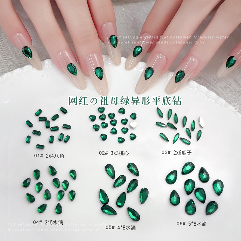 50 sztuk ciemnozielony płaski  – Nail Art Emerald Green recenzja i cena