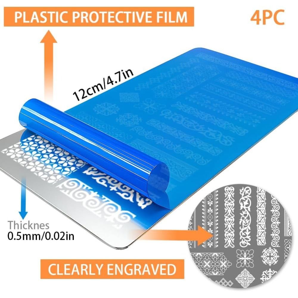 4 sztuki płyt do stemplowania  – Nail Stamping Plate recenzja i cena
