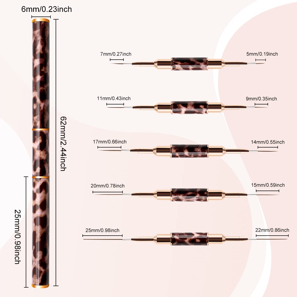 Pędzel do paznokci, 5 szt. Dwu – Nail Art Brush Set recenzja i cena
