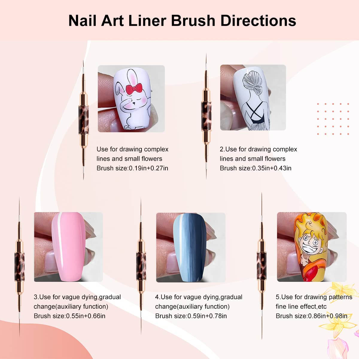 Pędzel do paznokci, 5 szt. Dwu – Nail Art Brush Set recenzja i cena