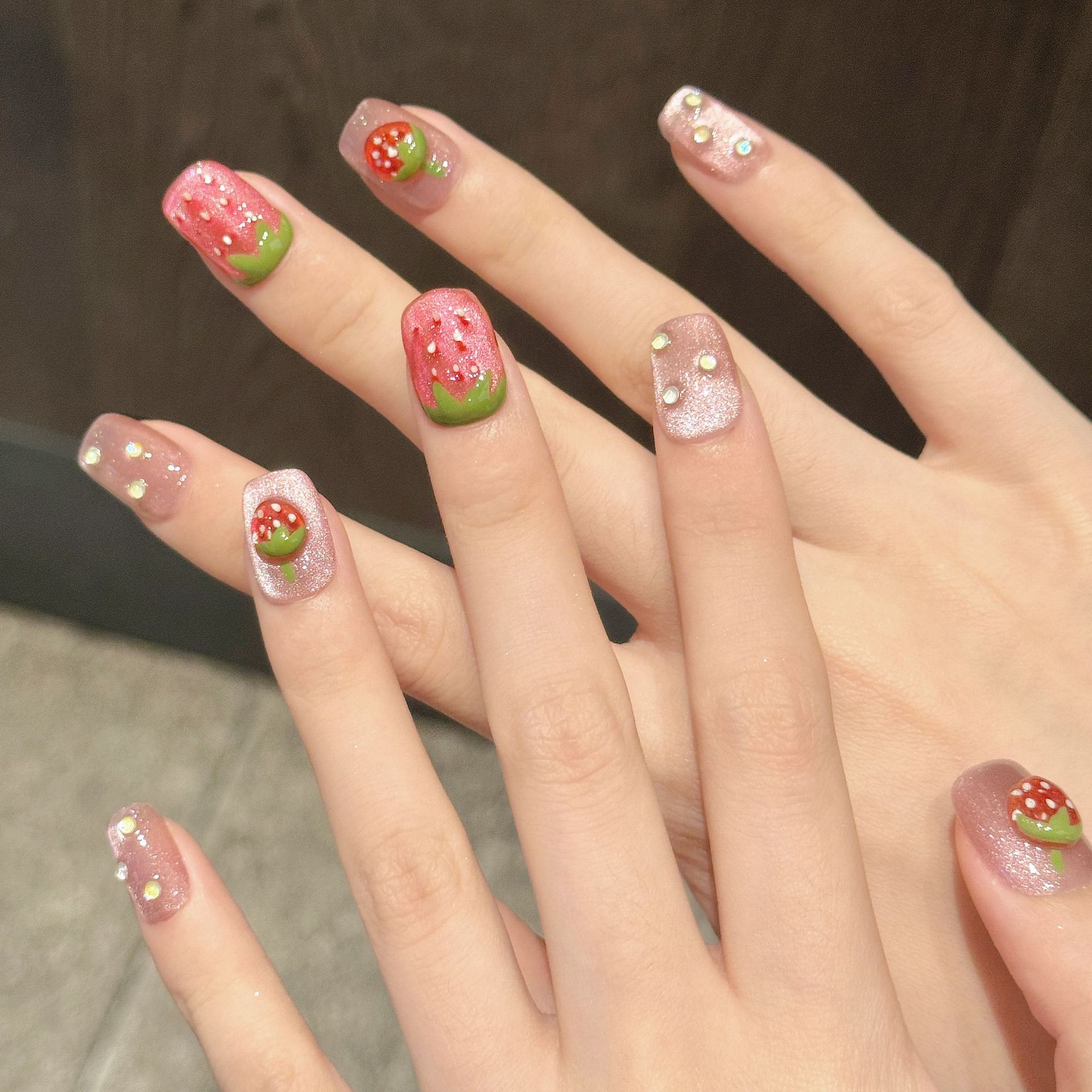 10 szt. Ręcznie Robione Paznok – Nail Art Pink Cat Eye recenzja i cena