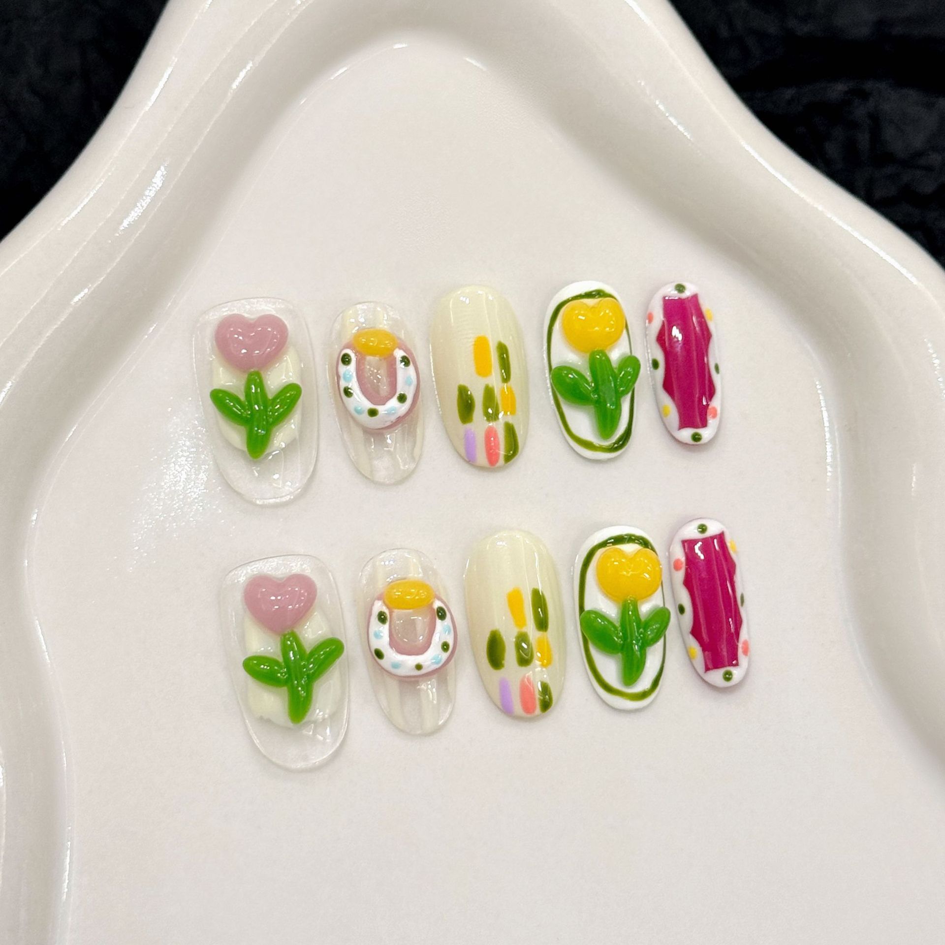 10 szt. Ręcznie Robione Paznok – Nail Art Pink Cat Eye recenzja i cena