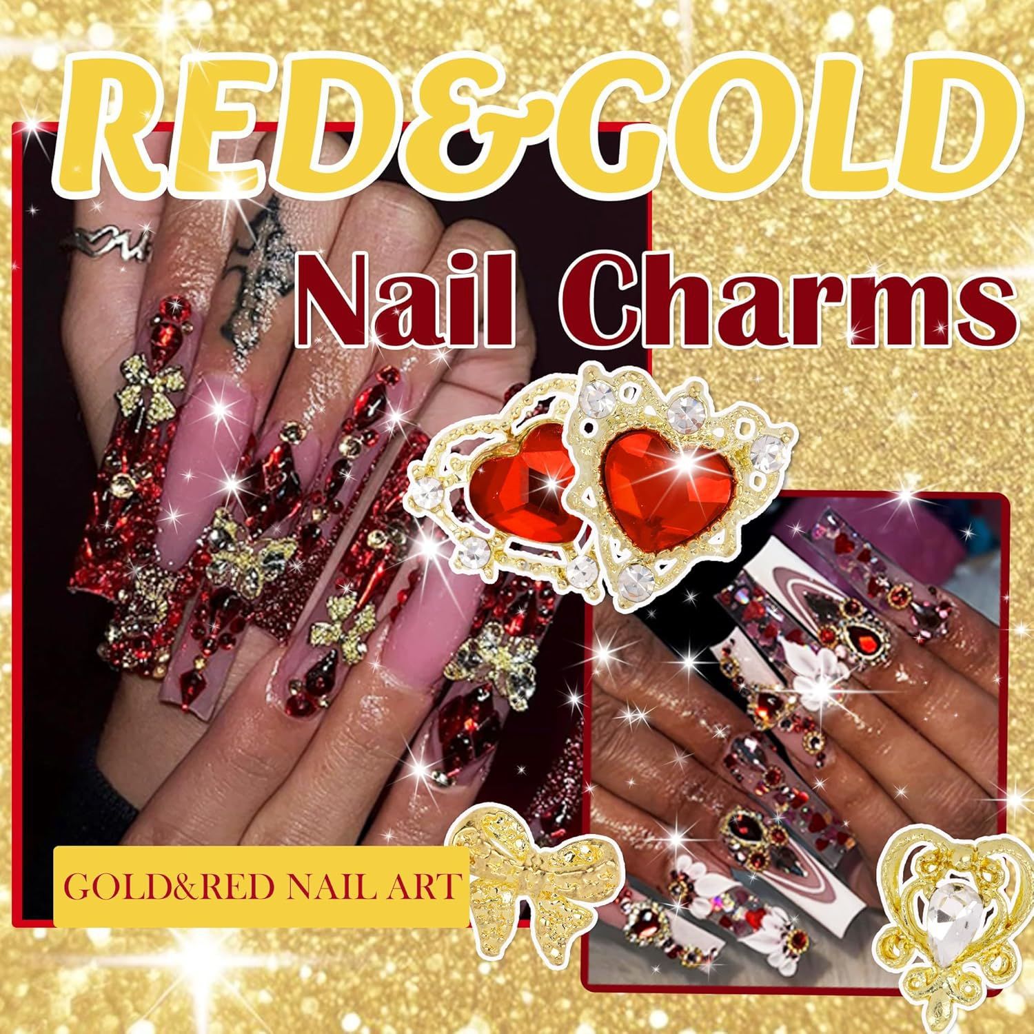 40PCS Heart Nail Charms 3D Red – Nail Art Valentines Day recenzja i cena