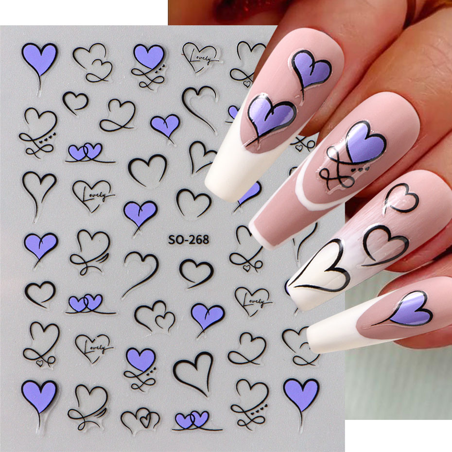 3szt Y2K Gold Wave Line Heart  – Nail Art Valentines Day recenzja i cena