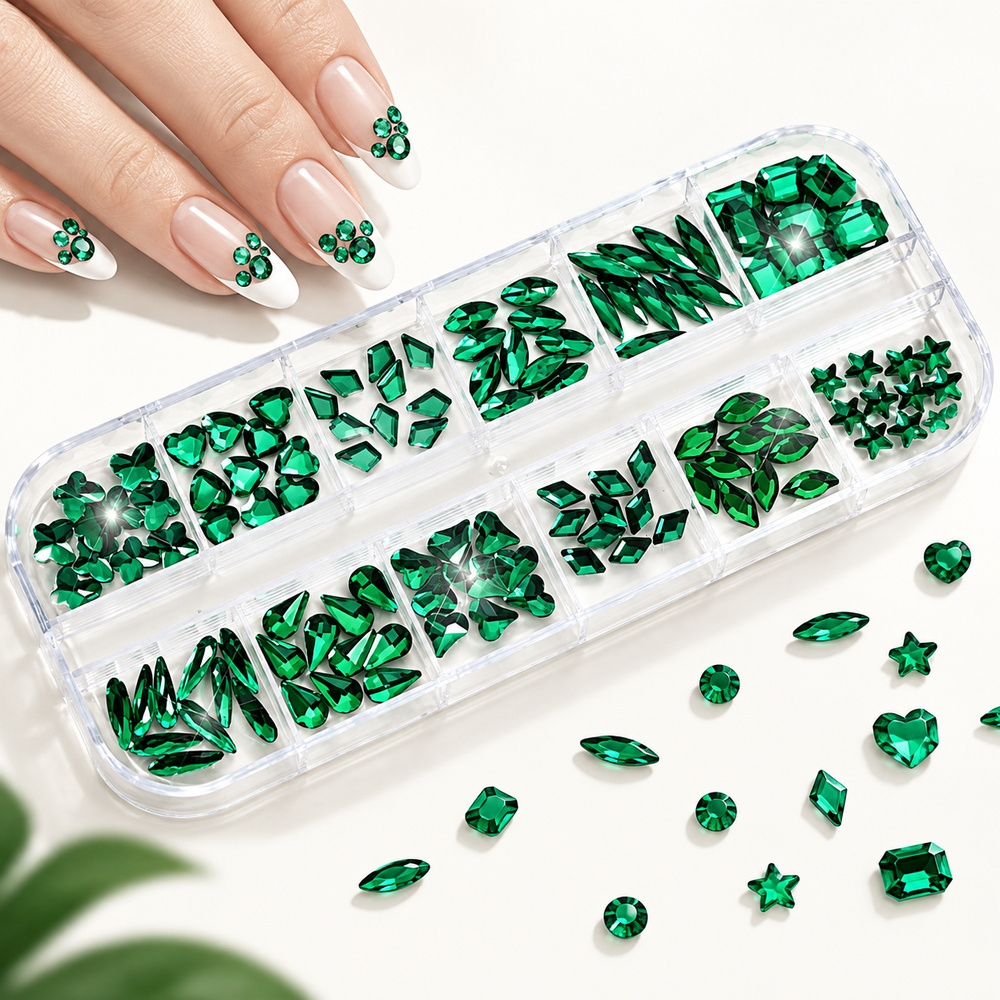 2 pudełka/zestawy błyszczących – Nail Art Emerald Green recenzja i cena